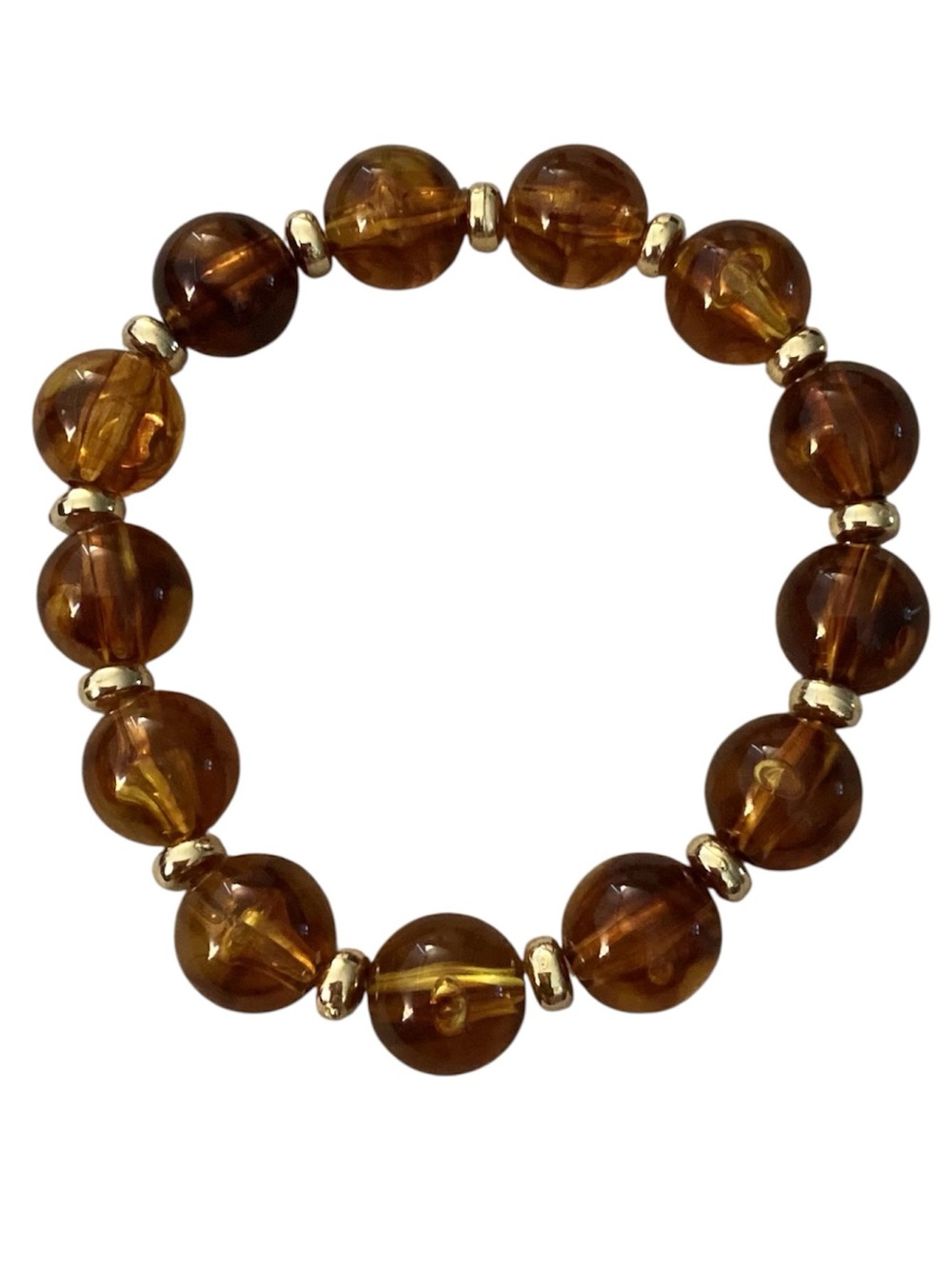 Boho Style Brown/Gold Beaded Stretch Bracelet (NWT)